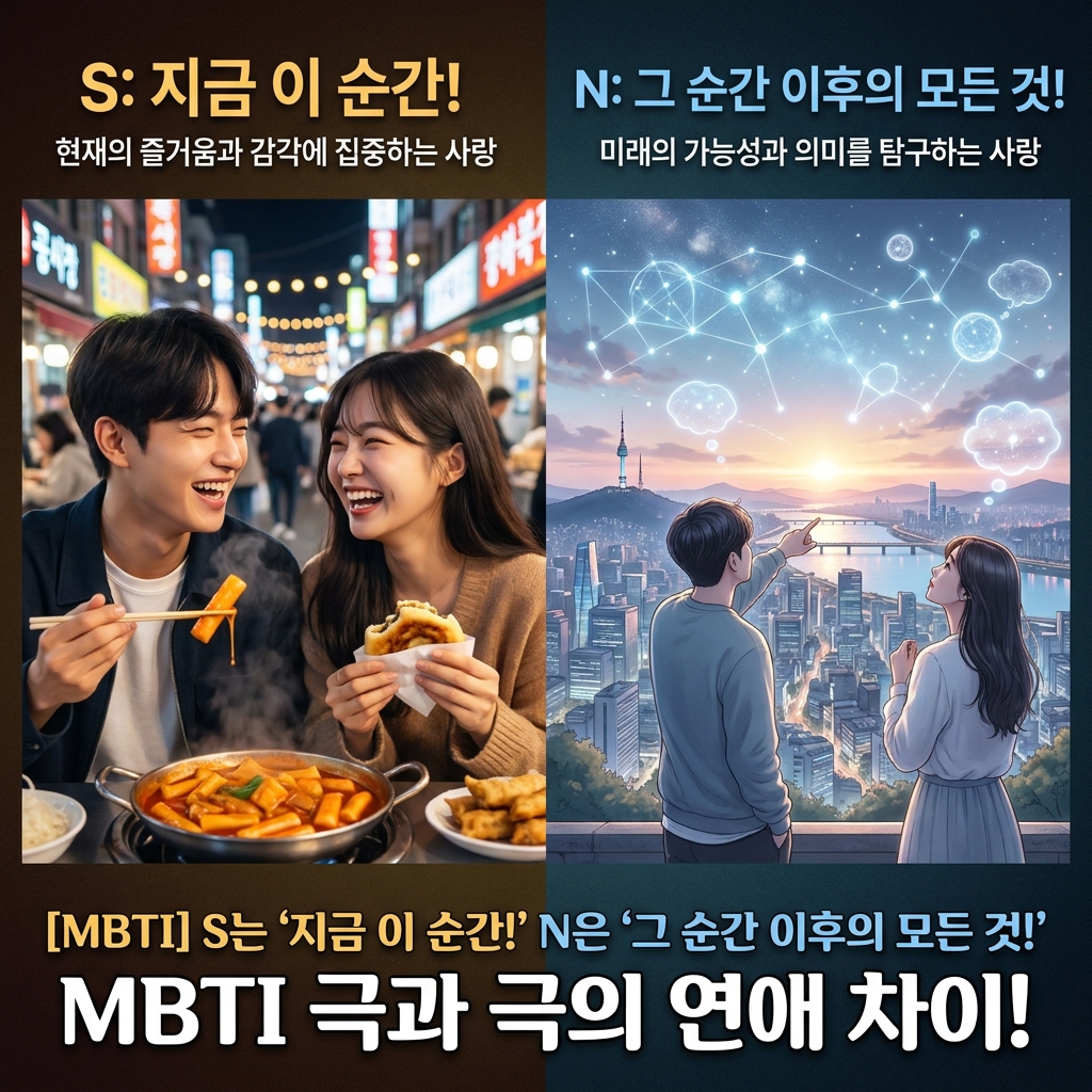 [MBTI] S는 “지금 이 순간!” N은 “그 순간 이후의 모든 것!” MBTI 극과 극의 연애 차이!