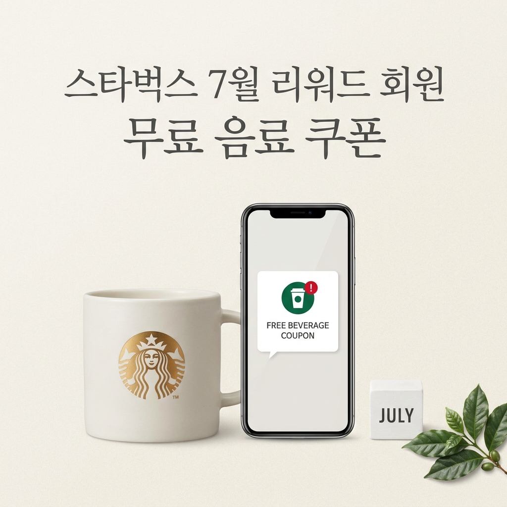 스타벅스 7월, 신규/기존 리워드 회원 모두에게 제조 음료 무료 쿠폰 증정!